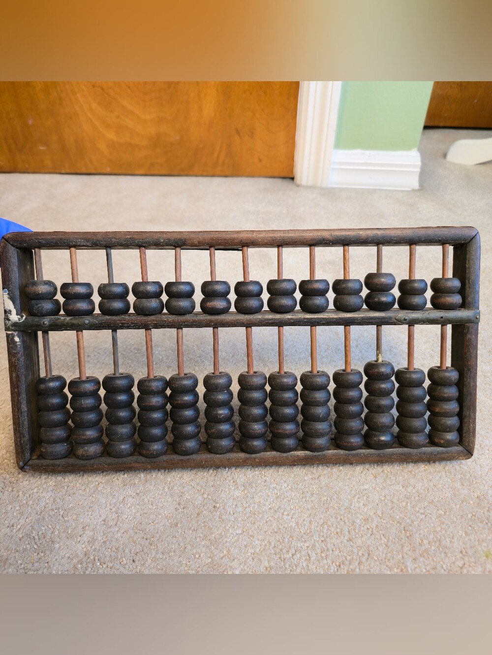 Vintage Chinese Wood Abacus Suanpan 13-Rod 2:5 Bead Configuration - Picture 4 of 8